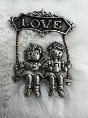 JJ Jonette Kids on a Swing Brooch
